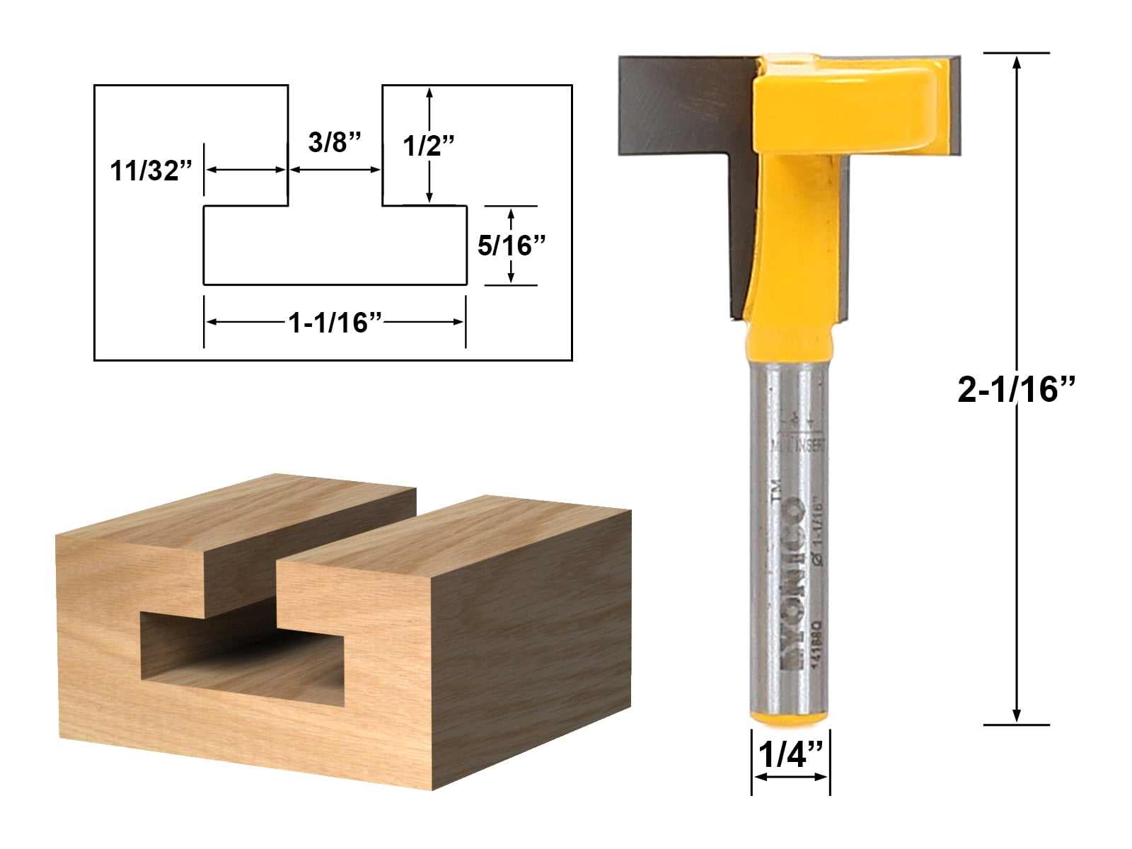 1X 1Pcs 1/4 inch Shank T-Slot Cutter, 1/2 inch Woodworking Router Bit U6C8 
