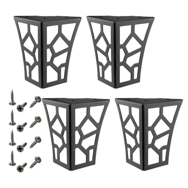 4 Piezas Patas de Mesa de Metal con Patrón Hueco Patas de Gabinete Patas de Gabinete de Cocina Clásicas para Gabinete Sofá Mesita de Noche Armario Negro