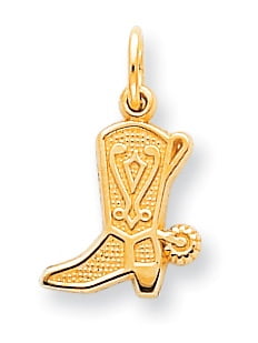 10K Yellow Gold Solid Polished Cowboy Boot Charm Pendant from Roy Rose Jewelry