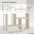 thumbnail image 2 of Desktop Organizer Office Storage Rack Adjustable Wood Display Shelf Free Style Double H, Multi-Functional Mini Bookshelf for Desk Natural Stand, 2 of 17