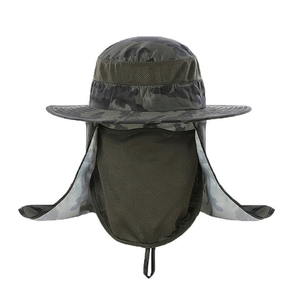 Camouflage Boonie Hat Wide Brim Sun Protection Hat with Neck Flap Breathable Outdoor Fishing Hiking Cap