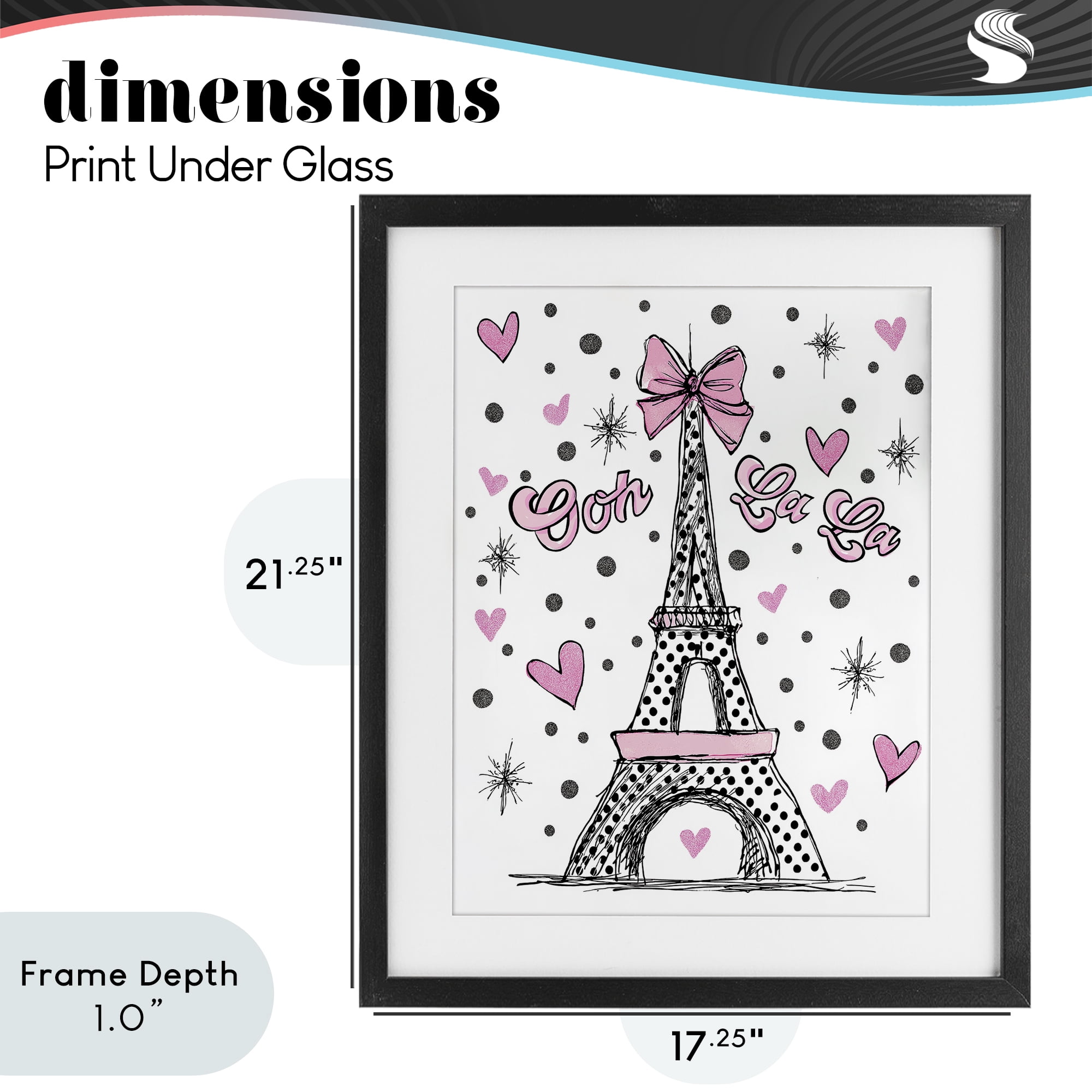 Stupell Industries Ooh La La Polka Dots Eiffel Black Framed Print Under Glass, design by Jess Stempel