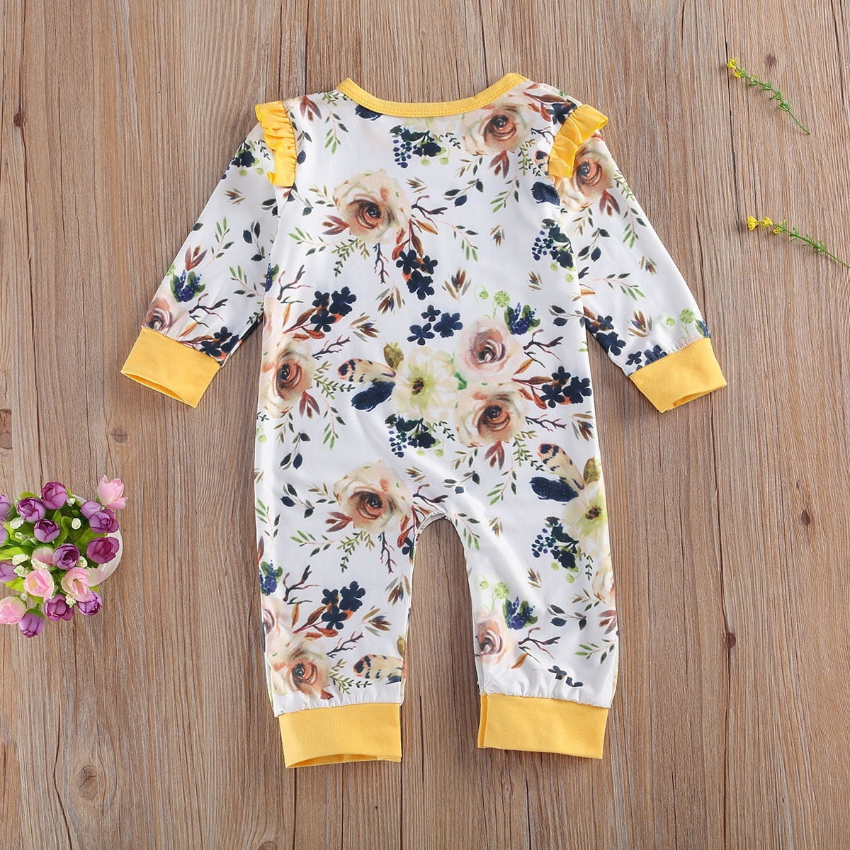 Children Long Sleeve Footless Jumpsuit, Cute Printed Warm Infant One ...