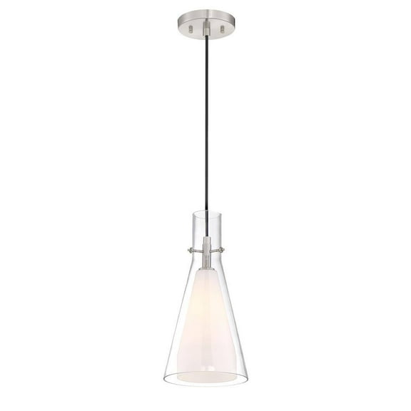 Open Box George Kovacs Taper 1-Light Brushed Nickel Pendant with Etched Opal Glass