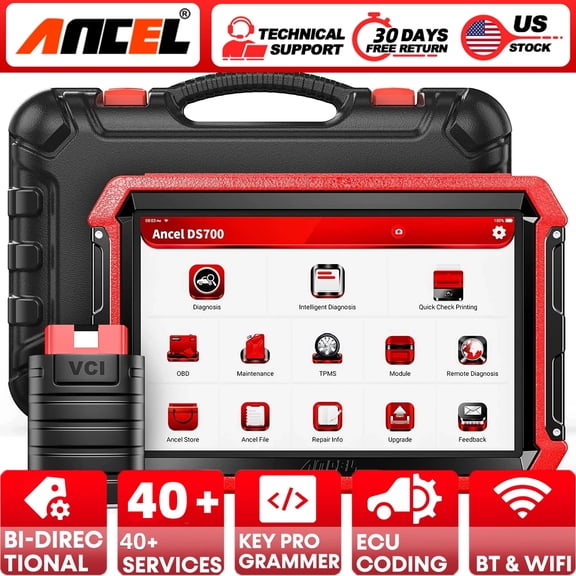 ANCEL DS700 Bidirectional Diagnostic Tool, Automotive OBD2 Scanner All System Diagnostic Scan Tool with 40  Services, ECU Co-ding, FCA Autoauth, Topology Mapping, 2 Years Free Update