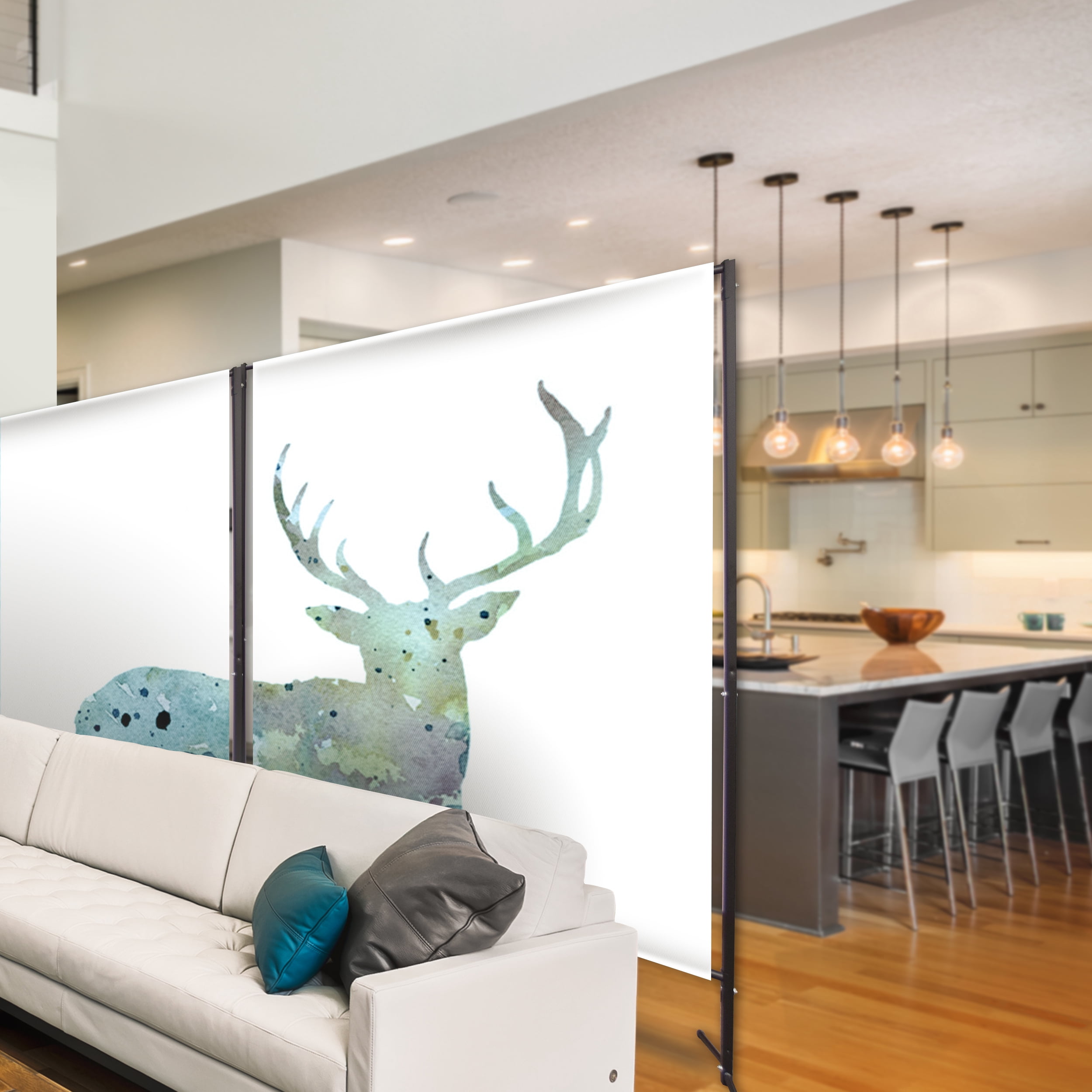 Room Divider, Multi-Purpose Portable Rod Stand 74" tall, 80" wide