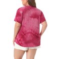 thumbnail image 3 of Agnes Orinda Women's Plus Size Blouses Casual V Neck Short Sleeve Tie Dye Summer Tops 4X Burgundy, 3 of 6