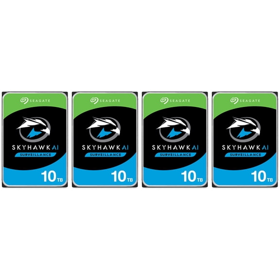 Seagate SkyHawk AI Surveillance 10TB 3.5" Internal Hard Drive, SATA 6GB/s, 7200RPM Kit 4pk