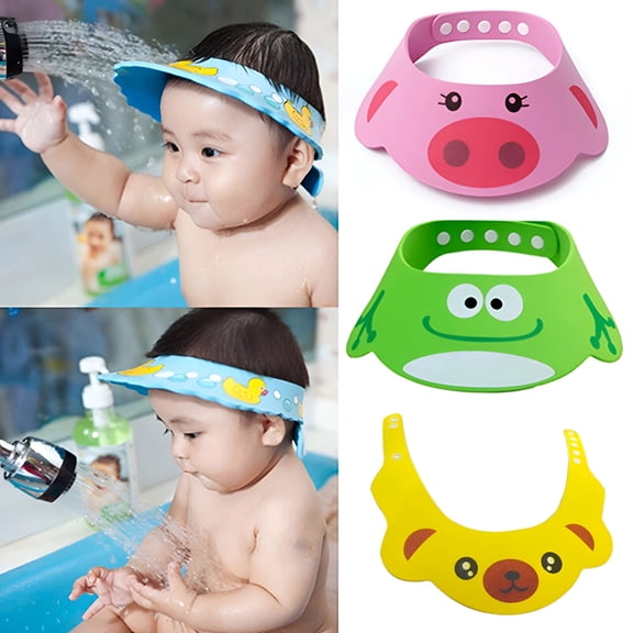 TELOLY 1/3PCS Baby Shower Cap Baby Bath Visor,Soft Hat Adjustable Waterproof Shampoo Shower Cap Protect Eye & Ear for Infants,Toddler,Kids,Children