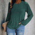 thumbnail image 2 of Women's Button-Down Shirts Long Sleeve Crew Neck Tops Solid Print Green Xxl, 2 of 5