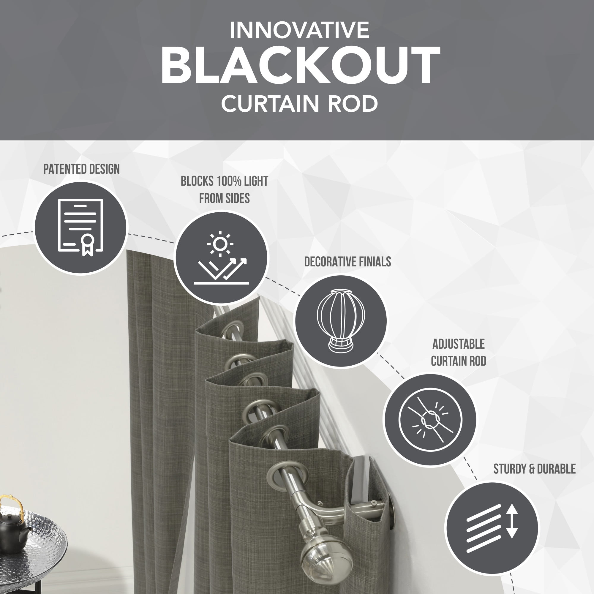 Loft Living Cooper Blackout Grommet Curtain Rod 36 To 72 in