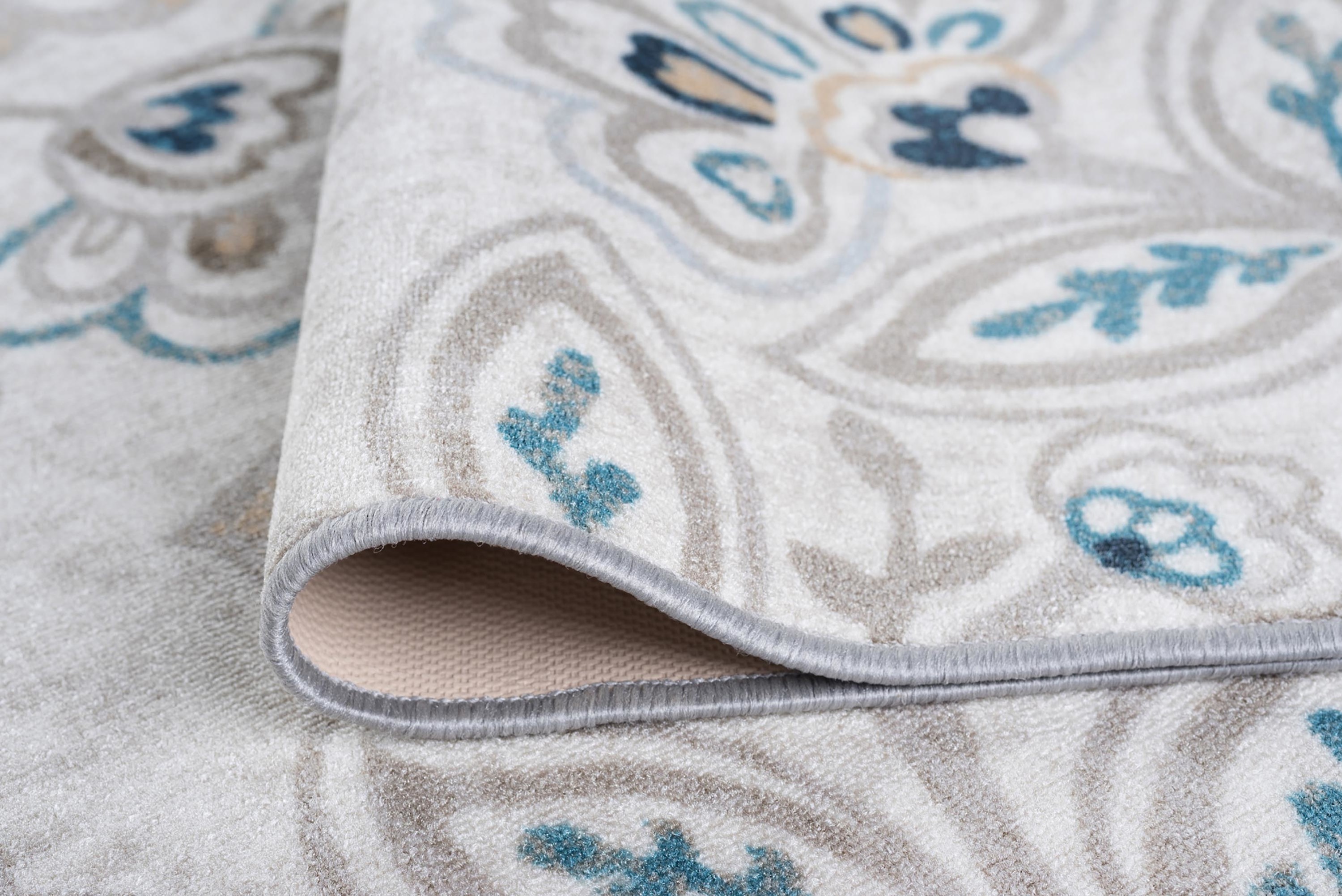 Transitional 4x6 Area Rug (3'11'' x 5'3'') Floral Cream, Gold Indoor Rectangle Easy to Clean