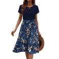 thumbnail image 3 of Vestido Zeagoo de manga corta para mujer, azul marino y floral, talla M, 3 of 6