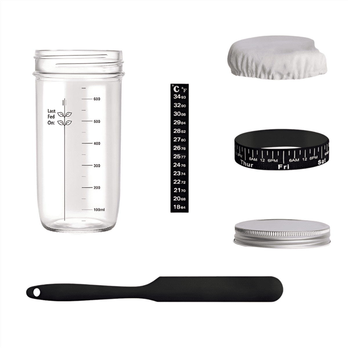 Kit de Pâte à Soudre, Bocaux en Verre pour Pain au Levain, Bocaux Hermétiques 730ml, 1 * Kit de Pâte à l'Acide, Aléatoire