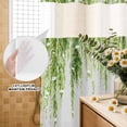 thumbnail image 3 of No Hook Shower Curtain, Sage Green Shower Curtains for Bathroom with See Through Top Window, Summer Botanical Leaves Watercolor Waterproof & Washable Bath Curtain Narrow 54"x78", 3 of 9