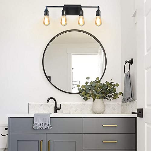 Puupa 4 Lights Bathroom Vanity Light Fixture Industrial Metal Water Pipe Wall Sconces For Indoor Kitchen Stairs Hallway Farmhouse Living Room Com Puupa 4 Lights Bathroom Vanity Light, Pipe Light Fixture Bathroom