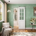 thumbnail image 2 of 24" x 96" Modern White Primed And 6-Lite Clear Glass Sliding Barn Door With Nickel Plated Installation Hardware Kit(No Assembly Required), 2 of 8