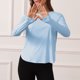 thumbnail image 5 of Camisas Femeninos Camas Entrenamiento Manga Larga Atletismo (XL) Azul, 5 of 6