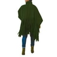 thumbnail image 2 of Womens Turtleneck Fringe Tops Bating Long Sleeve Jacket Vintage Tassel Poncho Cape Oversized Pullover Sweatshirt Dress, 2 of 7