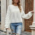 thumbnail image 5 of BONIXOOM Fall Sweaters Modern Fit Sweater Pullover Casual Crew Neck Womens Sweaters Cardigan White L(US:8), 5 of 8