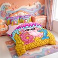 thumbnail image 2 of Manfei Colorful Axolotl 7pcs Queen Bedding,Cartoon Amphibian Bedding Comforter Set Queen,Pink Reversible, 2 of 7