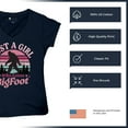 thumbnail image 6 of Just a Girl Who Loves Bigfoot Women's V-Neck T-shirt Sasquatch Fan Cryptid Cute Gift Vintage Sunset Wildlife Camping Tee, 6 of 7