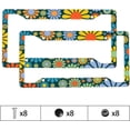 thumbnail image 2 of Abstract Hippie Flower License Plate Frame - 2 Pcs Set Novelty License Plate Aluminum Metal Personalized License Plates Auto Car Tag for US Canada Standard Size 6.3" X 12.3" with 4 Holes and Screws, 2 of 16