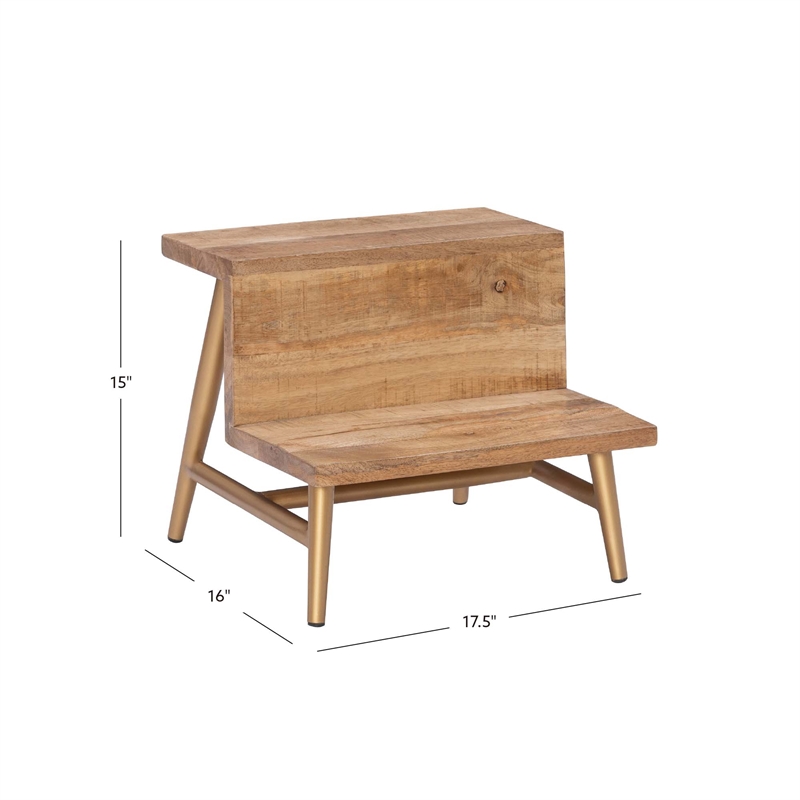 Slant Wood Foot Stool- Elm, Step Stools