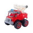 thumbnail image 2 of Desarmar coche de juguete, camión de construcción, juguetes con destornillador, edificio creativo, juguete accionado por fricción para niños de 3, 4 y Camión de bomberos, 2 of 9