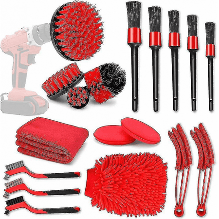 

JUSTUP 18pcs Car Cleaning Tools Kit With Car Detailing Brush Set auto Detailing Drill
