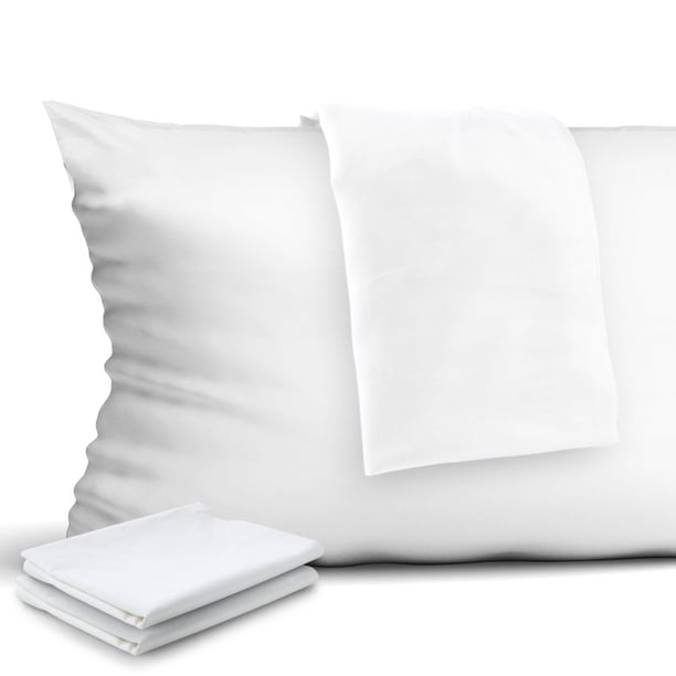Paquete de 4 Protectores de Almohada con Cremallera de 20 X 26 X 4, Fundas de Almohada Premium de 400 Hilos, 100 % Algodón Egipcio, Estándar, con Cremallera Blanca
