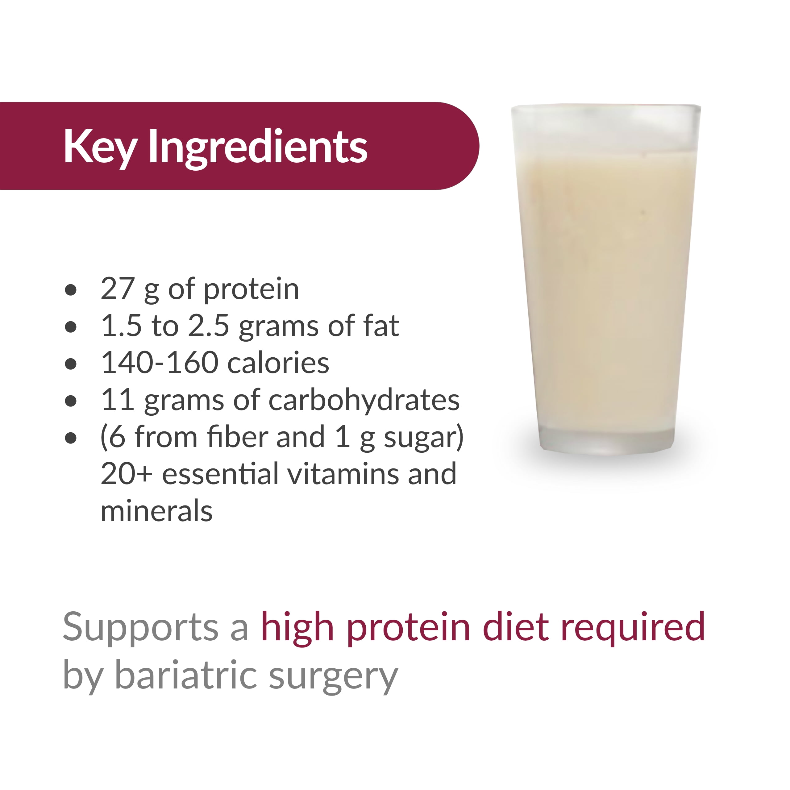 Bariatric Advantage High Protein Meal Replacement Drink Mix, Protein Powder Whey Isolate for Gastric Bypass and Sleeve Gastrectomy Patients, 27g Protein, Lactose Free - Cookies & Cream - 28 Servings