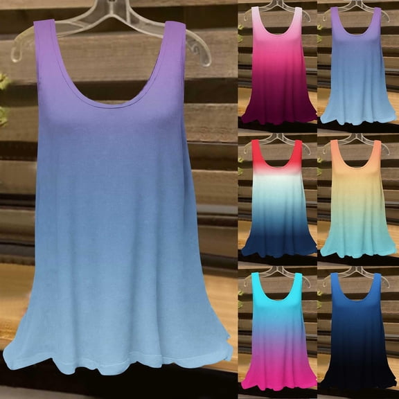 Going Out Tops For Women Women Tank Tops Women's Summer Casual Fashion Printing Loose Round Neck Sleeveless Hot Pink S