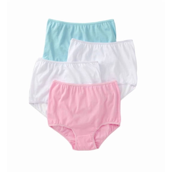 Women's Teri Full Coverage, Elastic Leg, Cotton Brief, Assorted Pastel 4 Pack Style 122
