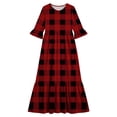 thumbnail image 4 of Atogsazn Girl's Summer Plaid Maxi Dress Kids Casual Flowy Ruffle Short Sleeve Dresses Tiered Sundress Wine 13-14 Years Fashion, 4 of 7
