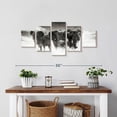 thumbnail image 2 of Elephant Stock Etosha Park Elephants Wall Art - Horizontal Multi Panel Canvas - 5 Pieceliving Room Wall Decor - Photography Animal Multi Panel - Black And Gray Decor - 29" x 12", 2 of 4