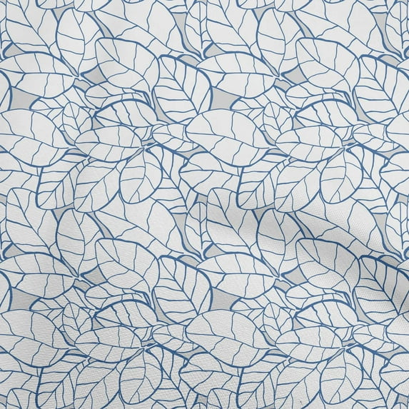 oneOone Polyester Spandex Medium Blue Fabric Abstract Leaf Craft Projects Decor Fabric Printed By The Yard 56 Inch Wide