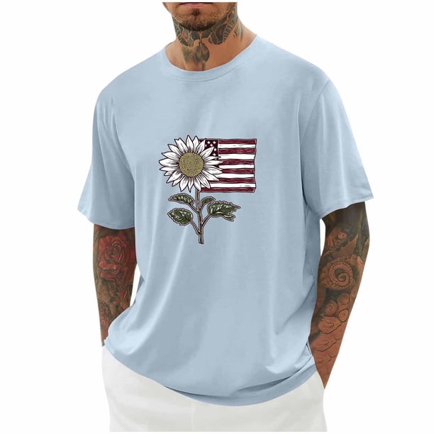 Tops para hombre, blusas y camisas de cuello redondo y manga corta para hombre, blusas casuales de moda con cuello redondo y manga corta para hombre, blusas de poliéster para hombre