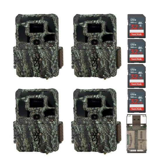 Browning Dark Ops Pro X 1080 Trail Camera with 32GB SD Card Bundle (4-Pack)