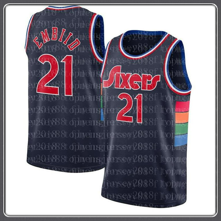 Number 21 Joel Embiid Philadelphia 76ers Basketball Jersey Mens Short  Sleeve 2 Pieces For Adult Kids 2023 