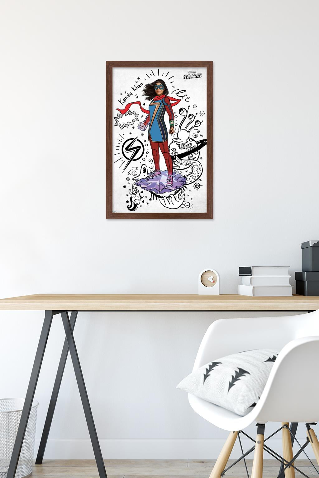 Marvel Ms. Marvel - Doodles Wall Poster, 14.725" x 22.375" Framed