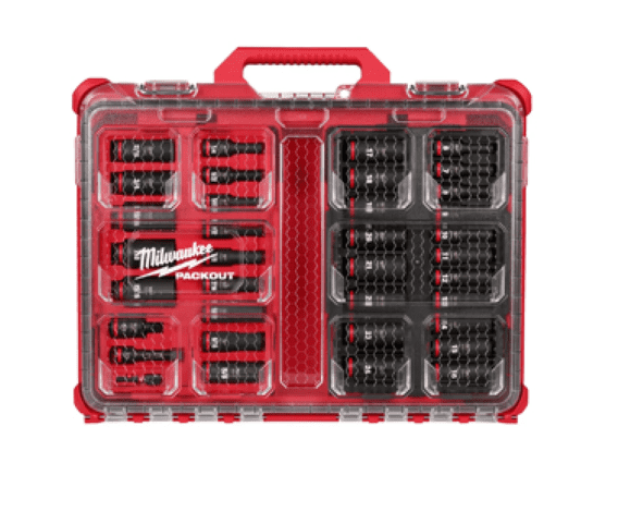 MILWAUKEE SHOCKWAVE Impact Duty 3/8 in. Drive SAE & Metric Socket Set (36-Piece) with PACKOUT Organizer (49-66-6805)
