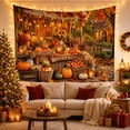 thumbnail image 3 of Harvest Porch with Pumpkins, Apples and Wheat, Cozy Illustration for Fall Lovers, Seasonal Decor, Thanksgiving Hostess Gift, Tapestry Wall Hanging for Kitchen and Dining Room, 3 of 7