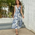 thumbnail image 3 of Blue Chinoiserie Toile Farming Sleeveless Dress Dresses Women Summer Evening Dresses Ladies Bohemia Long Dresses, 3 of 9