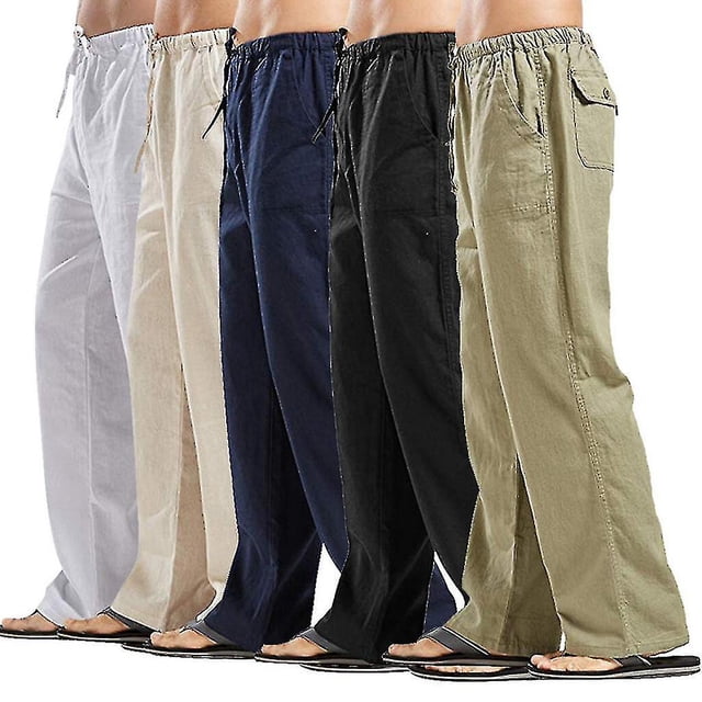 Men's Casual Linen Pants Yoga Drawstring Loose Trousers