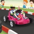 thumbnail image 5 of TOBBI 12V Kids’ Go Kart, Outdoor Battery Powered Ride on Car for Boys and Girls Aged 3-8, Children’s Electronic Toy Go Kart with 2 Speed Modes, Remote Control,Bluetooth, Rose Red, 5 of 9