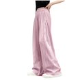 thumbnail image 5 of Lenpel Girls' Wide Leg Pants Lightweight Elastic Waist Textured Casual Loose Summer Trousers Flowy Palazzo Pants 6-17 Y, 5 of 6