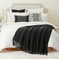 thumbnail image 4 of Black Throw Blanket with Fringe,Black Knit Throw for Couch Sofa, Plaid Bed Throws,50"x60", 4 of 9