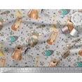 thumbnail image 3 of Soimoi Gray Moss Georgette Fabric Feather & Animals Tribal Printed Fabric 1 Yard 42 Inch Wide, 3 of 3