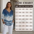 thumbnail image 7 of Xoenoiee Blue Tie Dye Print Womens Tops Dressy 3/4 Length Sleeve Henley V Neck Button Down Shirts Pleated Gauze Blouses Plus Size, Size 4XL, 7 of 7